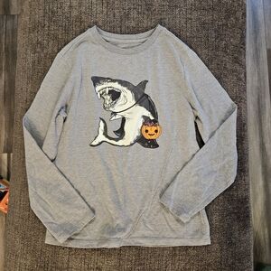 Cat & Jack Gray Shark Halloween Long Sleeve Tee Boys 10/12